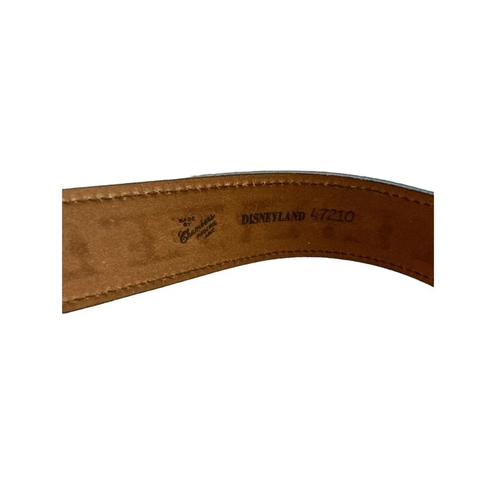 Tooled Leather Belt Brown Disneyland Western‎ Style Brass Buckle 1960 VTG
